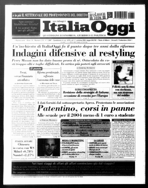 Italia oggi : quotidiano di economia finanza e politica